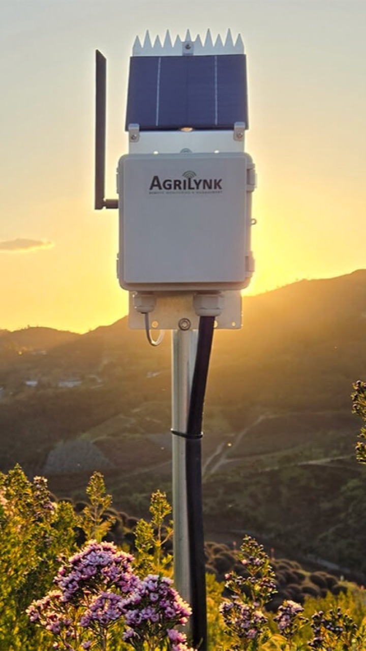 AgriLynk field station at sunset in an agricultural field